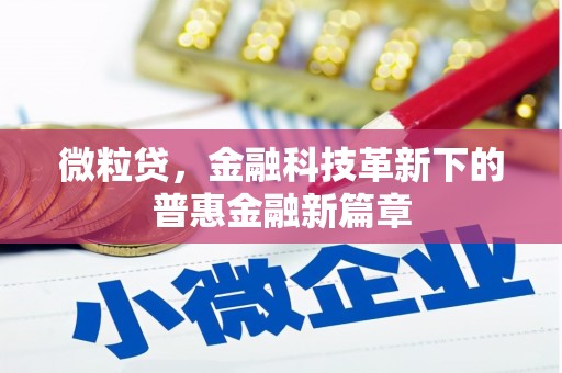 北埔微粒贷，金融科技革新下的普惠金融新篇章