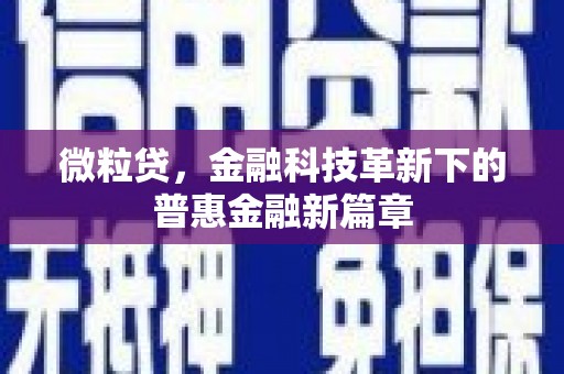 北埔微粒贷，金融科技革新下的普惠金融新篇章